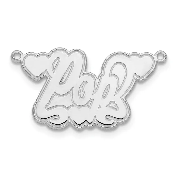 Necklaces WB Choice Jewelry 14K White Gold Etched Hearts Name PlateWBCXNA838W Necklaces WB Choice Jewelry 14K White Gold Etched Hearts Name PlateWBCXNA838W