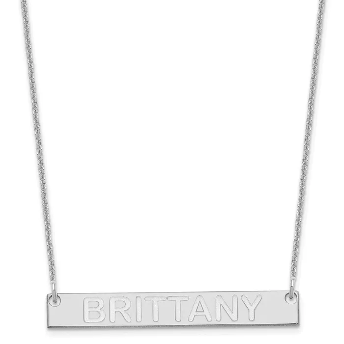 Necklaces WB Choice Jewelry 14K White Gold Medium Polished Capitalized Arial Rounded Bar NecklaceWBCXNA644W Necklaces WB Choice Jewelry 14K White Gold Medium Polished Capitalized Arial Rounded Bar NecklaceWBCXNA644W