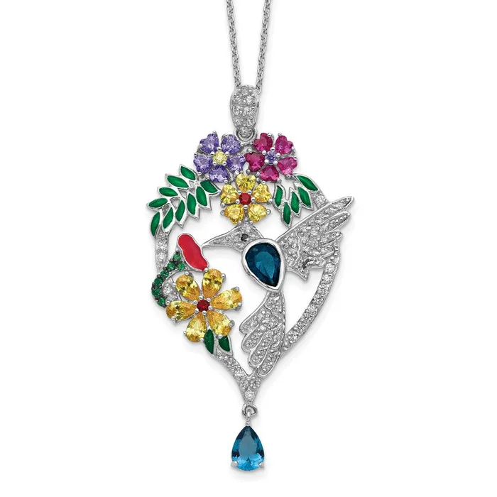 Necklaces WB Choice Jewelry Cheryl M SS RhP Enamel CZLabcrDkBlueSpinelGlass SimStones NecklaceWBCQCM60718 Necklaces WB Choice Jewelry Cheryl M SS RhP Enamel CZLabcrDkBlueSpinelGlass SimStones NecklaceWBCQCM60718