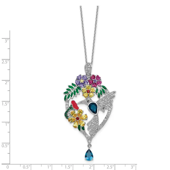 Necklaces WB Choice Jewelry Cheryl M SS RhP Enamel CZLabcrDkBlueSpinelGlass SimStones NecklaceWBCQCM60718 Necklaces WB Choice Jewelry Cheryl M SS RhP Enamel CZLabcrDkBlueSpinelGlass SimStones NecklaceWBCQCM60718