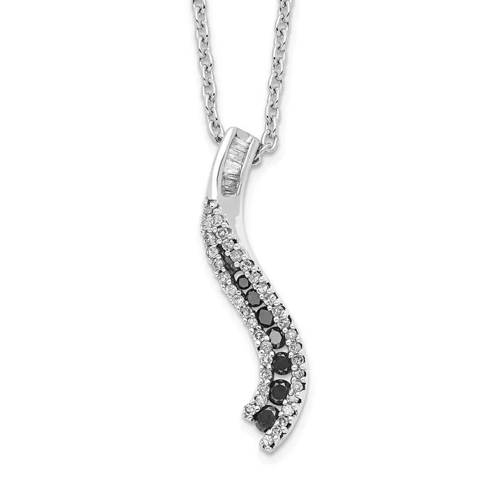 Necklaces WB Choice Jewelry Sterling Silver Rhod Plated Black and White Diamond Pendant NecklaceWBCQP2288 Necklaces WB Choice Jewelry Sterling Silver Rhod Plated Black and White Diamond Pendant NecklaceWBCQP2288