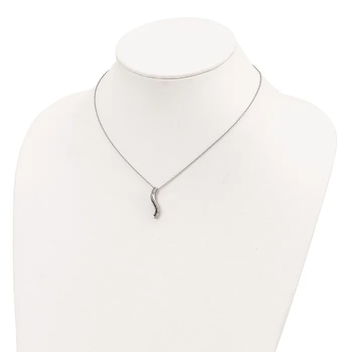 Necklaces WB Choice Jewelry Sterling Silver Rhod Plated Black and White Diamond Pendant NecklaceWBCQP2288 Necklaces WB Choice Jewelry Sterling Silver Rhod Plated Black and White Diamond Pendant NecklaceWBCQP2288