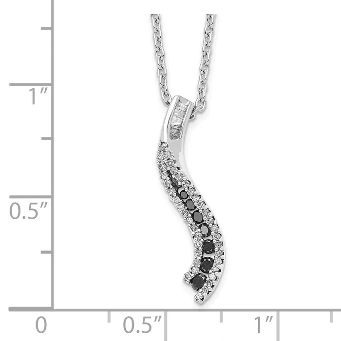 Necklaces WB Choice Jewelry Sterling Silver Rhod Plated Black and White Diamond Pendant NecklaceWBCQP2288 Necklaces WB Choice Jewelry Sterling Silver Rhod Plated Black and White Diamond Pendant NecklaceWBCQP2288