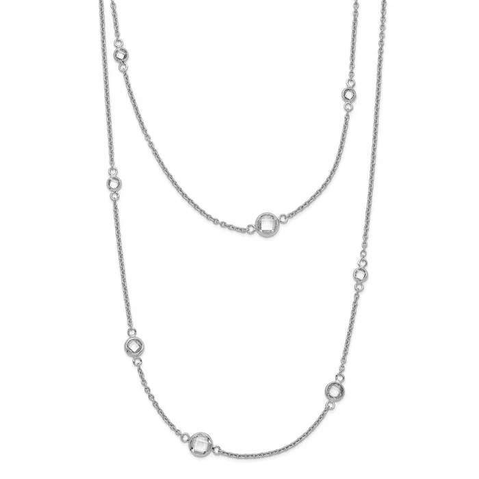 Necklaces WB Choice Jewelry Sterling Silver Rhodiumplated w2in Ext CZ Station Layered NecklaceWBCQG531216 Necklaces WB Choice Jewelry Sterling Silver Rhodiumplated w2in Ext CZ Station Layered NecklaceWBCQG531216