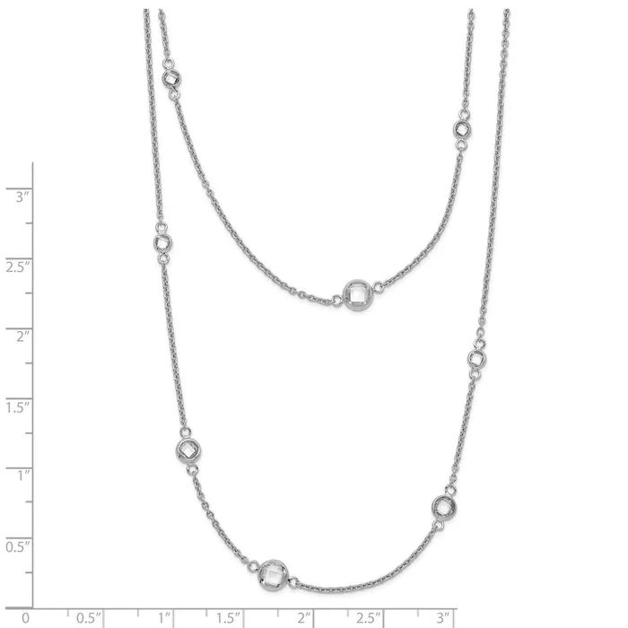 Necklaces WB Choice Jewelry Sterling Silver Rhodiumplated w2in Ext CZ Station Layered NecklaceWBCQG531216 Necklaces WB Choice Jewelry Sterling Silver Rhodiumplated w2in Ext CZ Station Layered NecklaceWBCQG531216