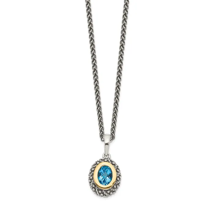 Necklaces WB Choice Jewelry Sterling Silver w14k Lt Swiss Blue Topaz NecklaceWBCQTC1282 Necklaces WB Choice Jewelry Sterling Silver w14k Lt Swiss Blue Topaz NecklaceWBCQTC1282