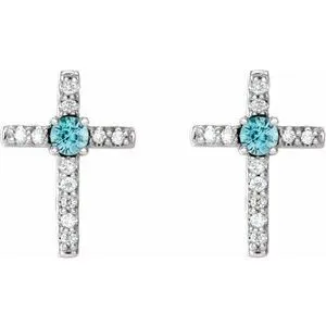 Platinum Blue Zircon 05 CTW Diamond Cross EarringsR17021657PSTWBC WB Choice Jewelry Earrings