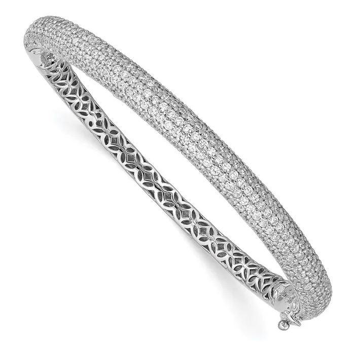 Rings Sterling Silver Pav Rhodiumplated 283 Stone CZ BangleWBCQB666 WB Choice Jewelry