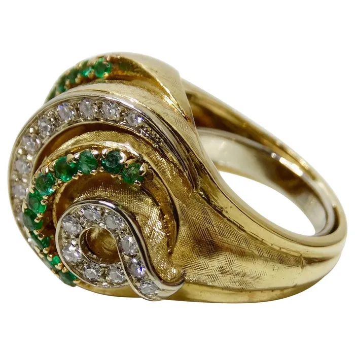 Rings Vintage by Misty Emerald Diamond Cocktail Ring