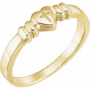 Rings WB Choice Jewelry 10K Yellow Heart Cross Chastity Ring Size 4R7027144273PSTWBC Rings WB Choice Jewelry 10K Yellow Heart Cross Chastity Ring Size 4R7027144273PSTWBC