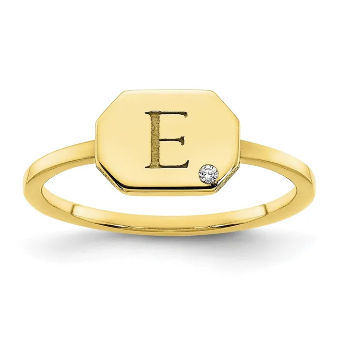 Rings WB Choice Jewelry 10KY Initial Octagon with Diamond Signet RingWBC10XNR127Y Rings WB Choice Jewelry 10KY Initial Octagon with Diamond Signet RingWBC10XNR127Y