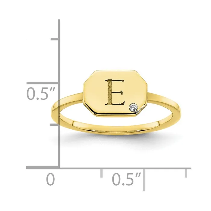 Rings WB Choice Jewelry 10KY Initial Octagon with Diamond Signet RingWBC10XNR127Y Rings WB Choice Jewelry 10KY Initial Octagon with Diamond Signet RingWBC10XNR127Y