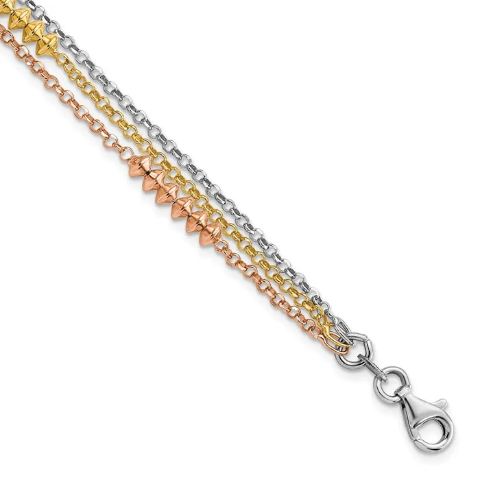 Rings WB Choice Jewelry Sterling Silver RHplated Rose Yellow goldplated Multistrand w 1in extWBCQG5976675 Rings WB Choice Jewelry Sterling Silver RHplated Rose Yellow goldplated Multistrand w 1in extWBCQG5976675