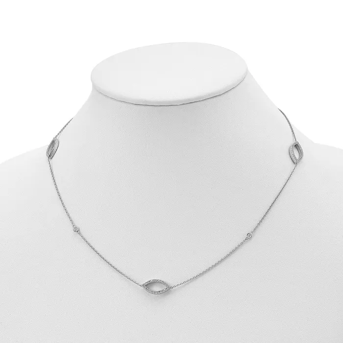 Sterling Silver 4 CZ stations 3 CZ Open Designs 18in NecklaceWBCQG564718 WB Choice Jewelry Necklaces Sterling Silver 4 CZ stations 3 CZ Open Designs 18in NecklaceWBCQG564718 WB Choice Jewelry Necklaces