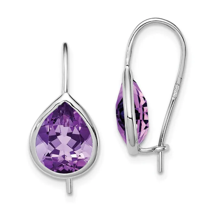 Sterling Silver Rhodium Plated Amethyst Teardrop Dangle EarringsWBCQE10332AM WB Choice Jewelry Earrings