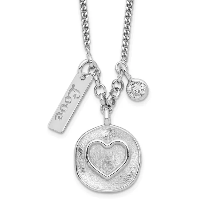 Sterling Silver Rhodiumplated Satin HeartLoveCZ w15in Ext NecklaceWBCQG620516 WB Choice Jewelry Necklaces Sterling Silver Rhodiumplated Satin HeartLoveCZ w15in Ext NecklaceWBCQG620516 WB Choice Jewelry Necklaces