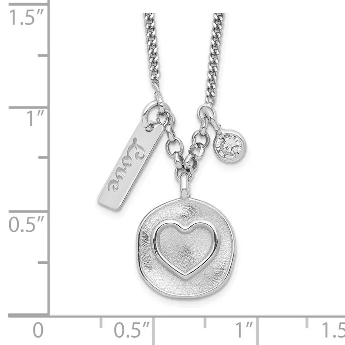 Sterling Silver Rhodiumplated Satin HeartLoveCZ w15in Ext NecklaceWBCQG620516 WB Choice Jewelry Necklaces Sterling Silver Rhodiumplated Satin HeartLoveCZ w15in Ext NecklaceWBCQG620516 WB Choice Jewelry Necklaces