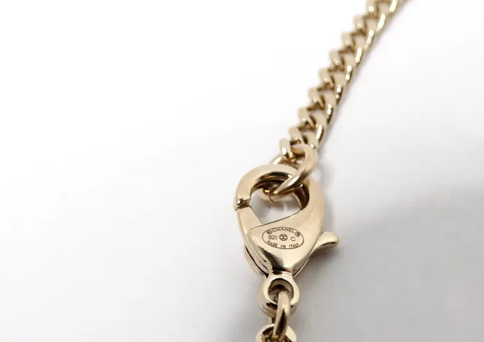 Vintage by Misty Chanel GoldTone Crystal Dog Tag Style Pendent Chain Necklace Necklaces