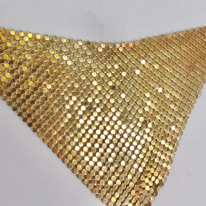Vintage by Misty Necklaces 1990s Gold Tone Chainmail Cowl Neck Bib Necklace