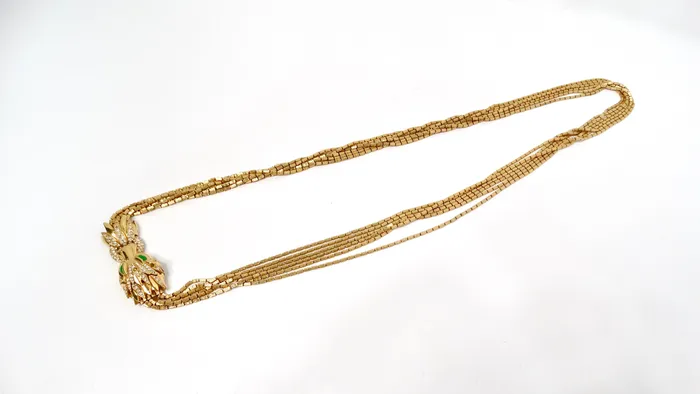 Vintage by Misty Necklaces Ciner GoldPlated 6Strand Beaded Necklace With Lion Head Motif