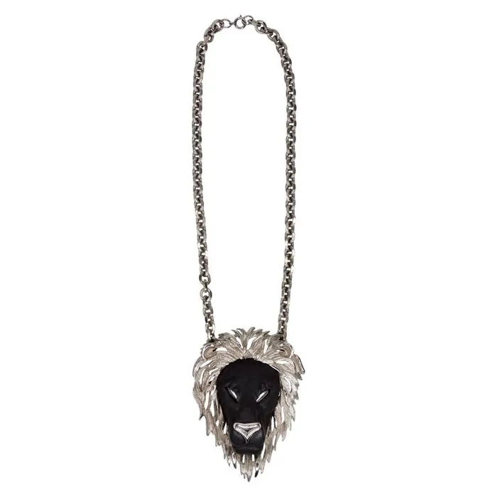 Vintage by Misty Necklaces Razza 1970s Black Lion Pendant Necklace