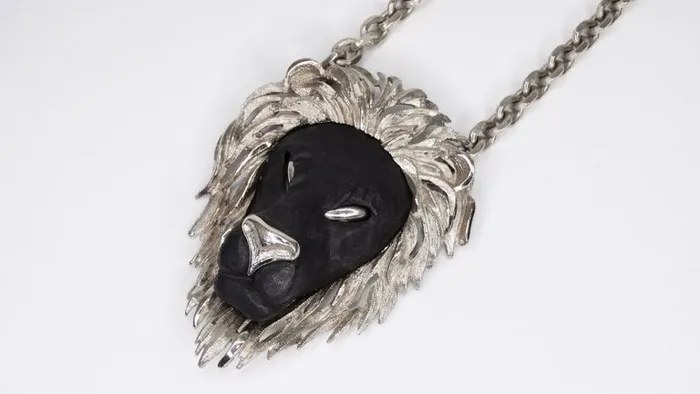 Vintage by Misty Necklaces Razza 1970s Black Lion Pendant Necklace