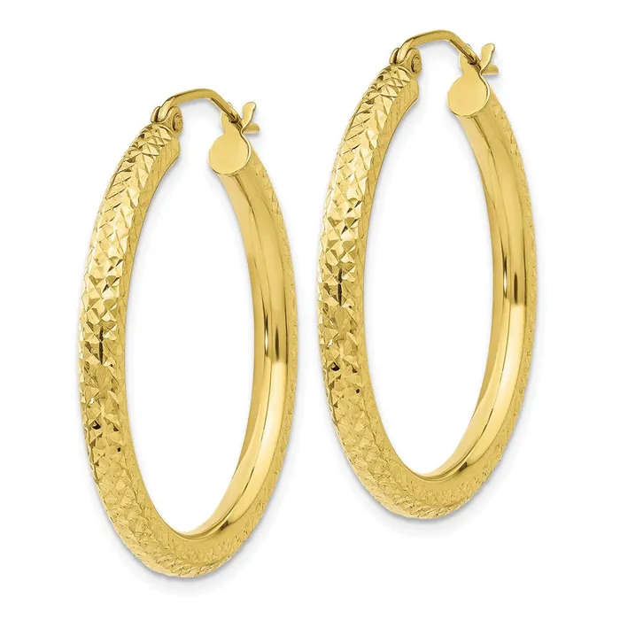 WB Choice Jewelry 10k Diamondcut 3mm Round Hoop EarringsWBC10TC264 Earrings