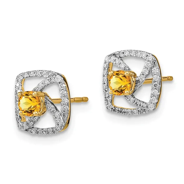 WB Choice Jewelry 14k Polished Diamond and Citrine Square Post EarringsWBCEM6900CI020YA Earrings WB Choice Jewelry 14k Polished Diamond and Citrine Square Post EarringsWBCEM6900CI020YA Earrings