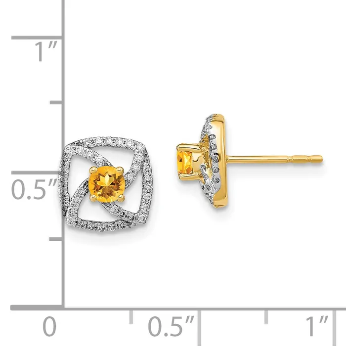 WB Choice Jewelry 14k Polished Diamond and Citrine Square Post EarringsWBCEM6900CI020YA Earrings WB Choice Jewelry 14k Polished Diamond and Citrine Square Post EarringsWBCEM6900CI020YA Earrings