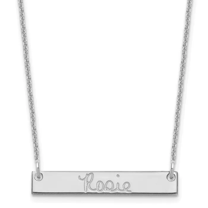 WB Choice Jewelry 14K White Gold Small Polished Signature Bar NecklaceWBCXNA1273W Necklaces WB Choice Jewelry 14K White Gold Small Polished Signature Bar NecklaceWBCXNA1273W Necklaces