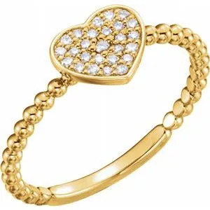 WB Choice Jewelry 14K Yellow 18 CTW Diamond Heart Bead Ring122819601PSTWBC Rings WB Choice Jewelry 14K Yellow 18 CTW Diamond Heart Bead Ring122819601PSTWBC Rings