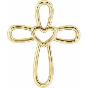WB Choice Jewelry 14K Yellow Cross with Heart Pendant R42367102PSTWBC Necklaces WB Choice Jewelry 14K Yellow Cross with Heart Pendant R42367102PSTWBC Necklaces