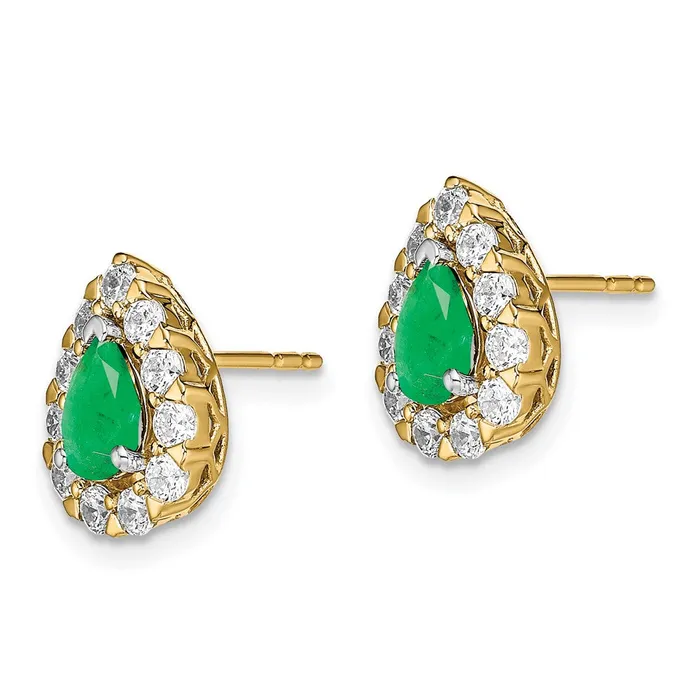 WB Choice Jewelry Earrings 14k Pear Emerald and Diamond Halo Post EarringsWBCEM6991EM077YA WB Choice Jewelry Earrings 14k Pear Emerald and Diamond Halo Post EarringsWBCEM6991EM077YA