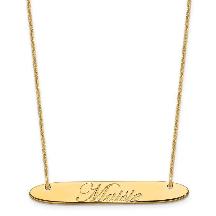 WB Choice Jewelry Necklaces 14K Medium Polished Oblong Edwardian Script Bar NecklaceWBCXNA1221Y WB Choice Jewelry Necklaces 14K Medium Polished Oblong Edwardian Script Bar NecklaceWBCXNA1221Y