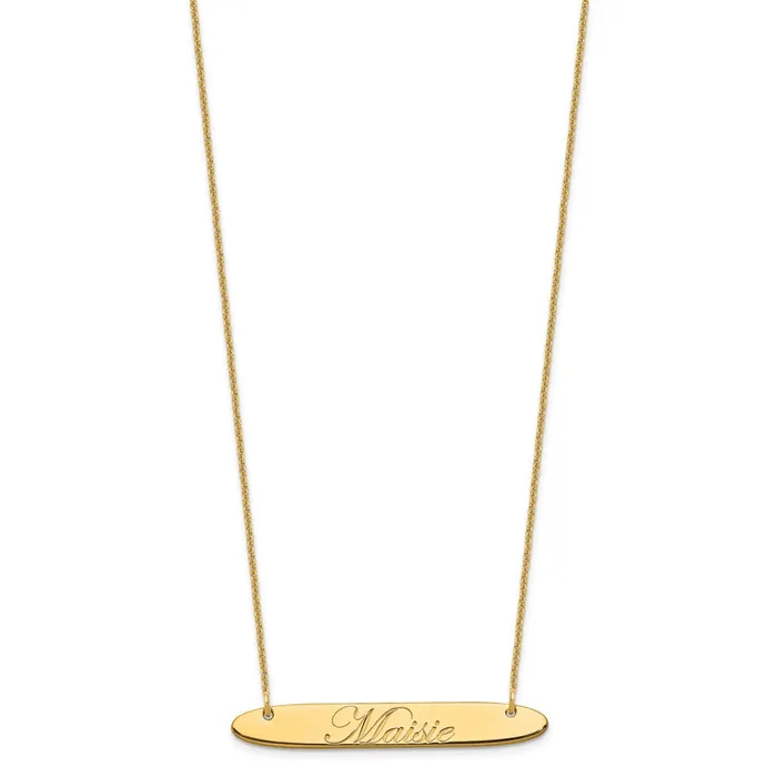 WB Choice Jewelry Necklaces 14K Medium Polished Oblong Edwardian Script Bar NecklaceWBCXNA1221Y WB Choice Jewelry Necklaces 14K Medium Polished Oblong Edwardian Script Bar NecklaceWBCXNA1221Y
