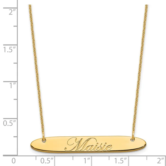 WB Choice Jewelry Necklaces 14K Medium Polished Oblong Edwardian Script Bar NecklaceWBCXNA1221Y WB Choice Jewelry Necklaces 14K Medium Polished Oblong Edwardian Script Bar NecklaceWBCXNA1221Y