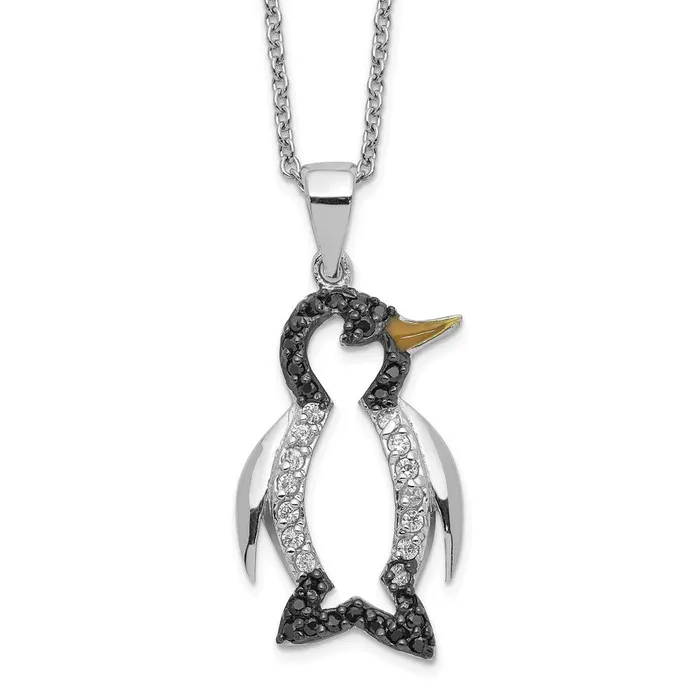 WB Choice Jewelry Necklaces Cheryl M Sterling Silver Rhodplated Enameled CZ Penguin 18in NecklaceWBCQCM59618 WB Choice Jewelry Necklaces Cheryl M Sterling Silver Rhodplated Enameled CZ Penguin 18in NecklaceWBCQCM59618