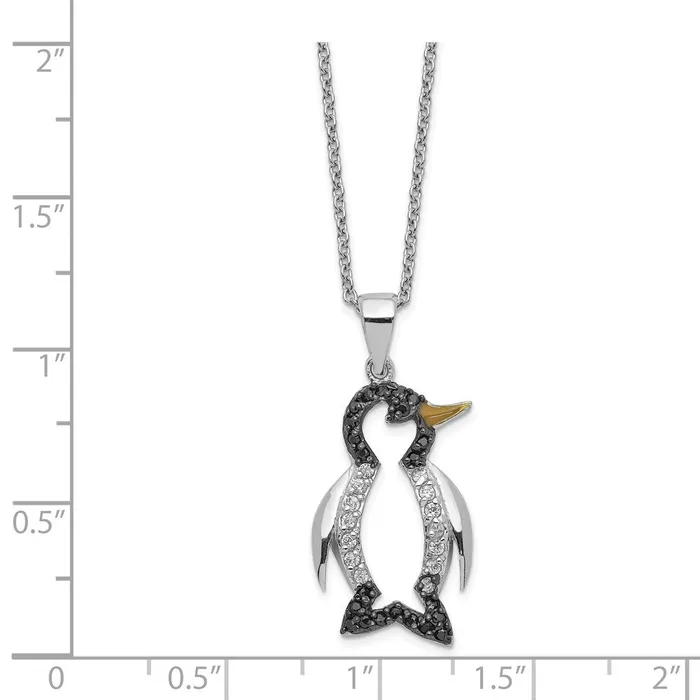 WB Choice Jewelry Necklaces Cheryl M Sterling Silver Rhodplated Enameled CZ Penguin 18in NecklaceWBCQCM59618 WB Choice Jewelry Necklaces Cheryl M Sterling Silver Rhodplated Enameled CZ Penguin 18in NecklaceWBCQCM59618