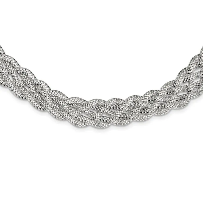 WB Choice Jewelry Necklaces Sterling Silver Braided Mesh NecklaceWBCQG384118 WB Choice Jewelry Necklaces Sterling Silver Braided Mesh NecklaceWBCQG384118