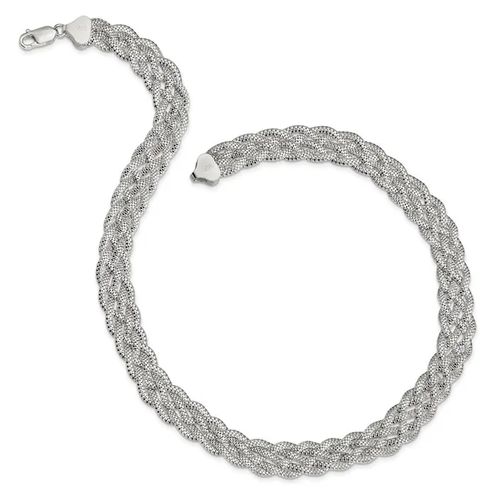 WB Choice Jewelry Necklaces Sterling Silver Braided Mesh NecklaceWBCQG384118 WB Choice Jewelry Necklaces Sterling Silver Braided Mesh NecklaceWBCQG384118