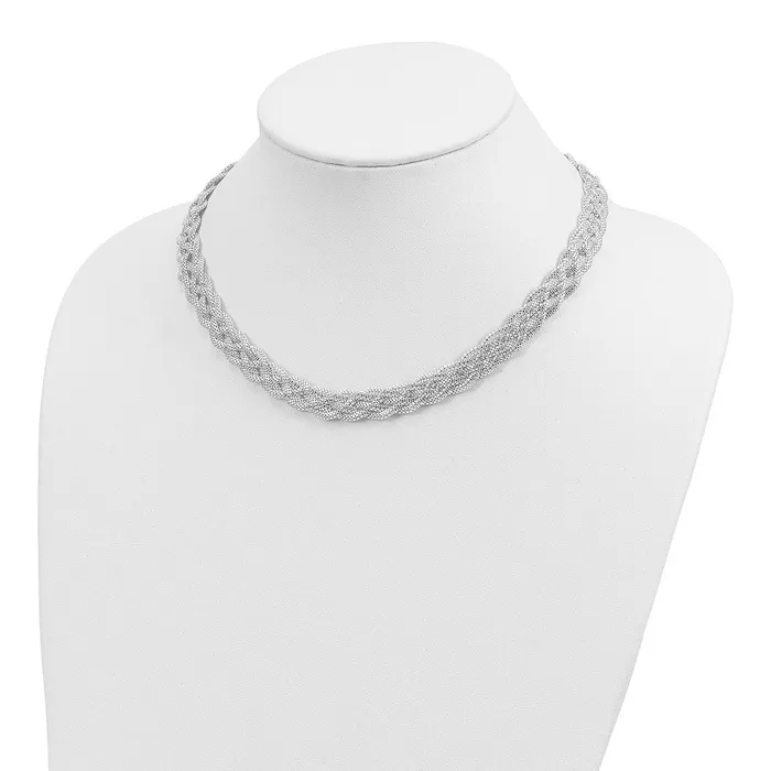 WB Choice Jewelry Necklaces Sterling Silver Braided Mesh NecklaceWBCQG384118 WB Choice Jewelry Necklaces Sterling Silver Braided Mesh NecklaceWBCQG384118