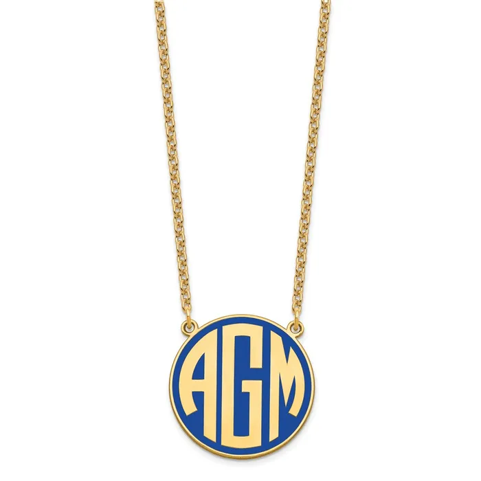 WB Choice Jewelry Necklaces Sterling SilverGoldplated Epoxy Block Letter Circle Monogram NecklaceWBCXNA592GP WB Choice Jewelry Necklaces Sterling SilverGoldplated Epoxy Block Letter Circle Monogram NecklaceWBCXNA592GP
