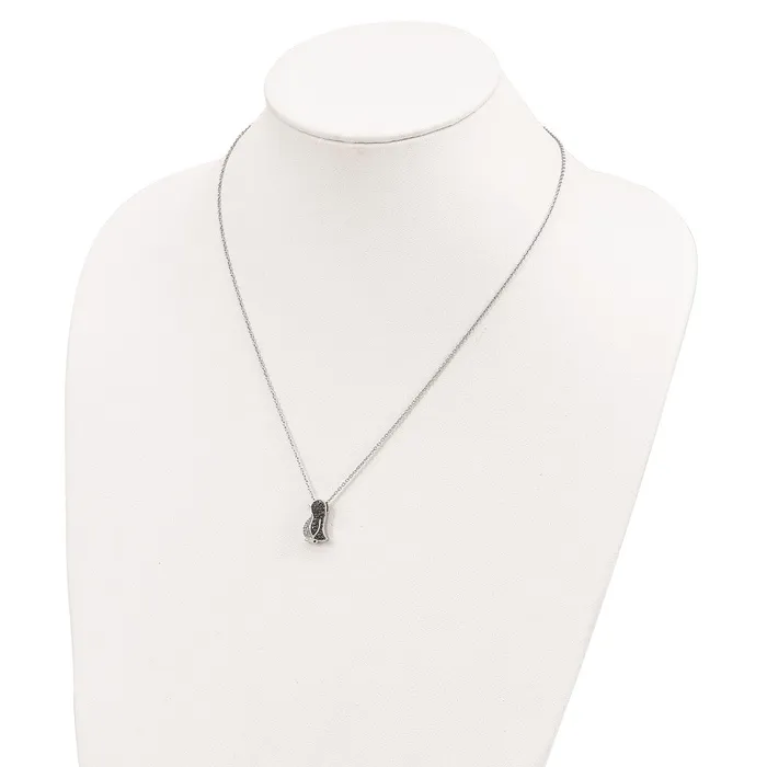 WB Choice Jewelry Necklaces Sterling Silver Rhod Plated Black and White Diamond Penguin Pendant NeckWBCQP2286 WB Choice Jewelry Necklaces Sterling Silver Rhod Plated Black and White Diamond Penguin Pendant NeckWBCQP2286