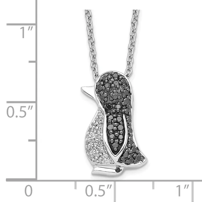 WB Choice Jewelry Necklaces Sterling Silver Rhod Plated Black and White Diamond Penguin Pendant NeckWBCQP2286 WB Choice Jewelry Necklaces Sterling Silver Rhod Plated Black and White Diamond Penguin Pendant NeckWBCQP2286