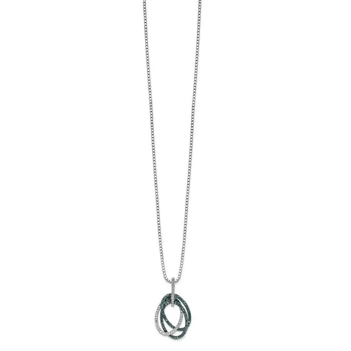 WB Choice Jewelry Necklaces Sterling Silver Rhod Plated Blue and White Dia Triple Oval Pendant NecklaceWBCQP3686 WB Choice Jewelry Necklaces Sterling Silver Rhod Plated Blue and White Dia Triple Oval Pendant NecklaceWBCQP3686
