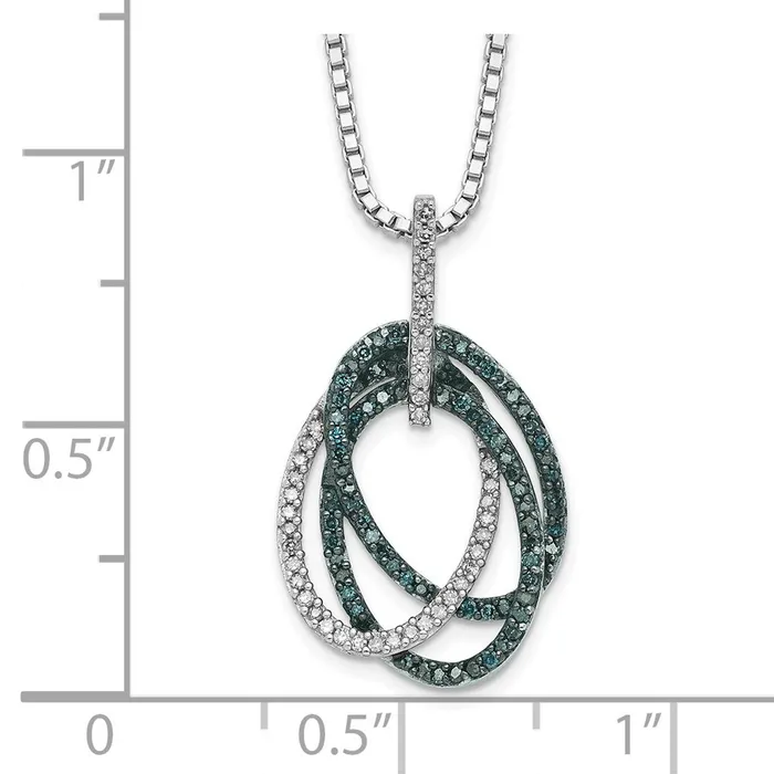 WB Choice Jewelry Necklaces Sterling Silver Rhod Plated Blue and White Dia Triple Oval Pendant NecklaceWBCQP3686 WB Choice Jewelry Necklaces Sterling Silver Rhod Plated Blue and White Dia Triple Oval Pendant NecklaceWBCQP3686