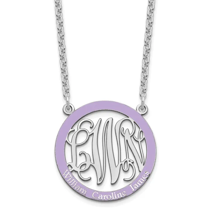 WB Choice Jewelry Necklaces Sterling SilverRhodiumplated Small Epoxied Family Monogram NecklaceWBCXNA571SS WB Choice Jewelry Necklaces Sterling SilverRhodiumplated Small Epoxied Family Monogram NecklaceWBCXNA571SS