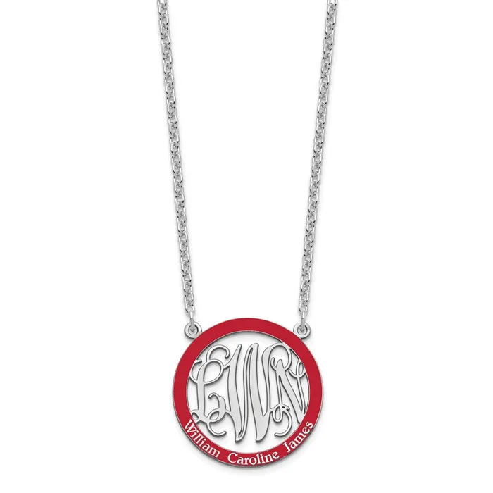 WB Choice Jewelry Necklaces Sterling SilverRhodiumplated Small Epoxied Family Monogram NecklaceWBCXNA571SS WB Choice Jewelry Necklaces Sterling SilverRhodiumplated Small Epoxied Family Monogram NecklaceWBCXNA571SS