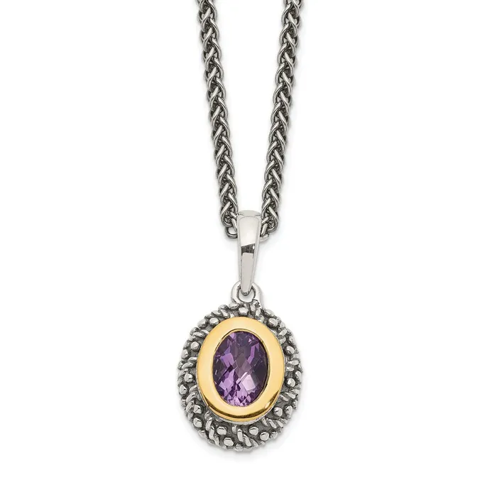 WB Choice Jewelry Necklaces Sterling Silver w14k Amethyst NecklaceWBCQTC1263