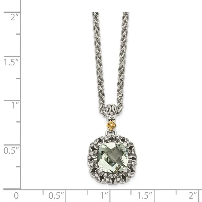 WB Choice Jewelry Necklaces Sterling Silver w 14k Polished Green Quartz NecklaceWBCQTC1666 WB Choice Jewelry Necklaces Sterling Silver w 14k Polished Green Quartz NecklaceWBCQTC1666